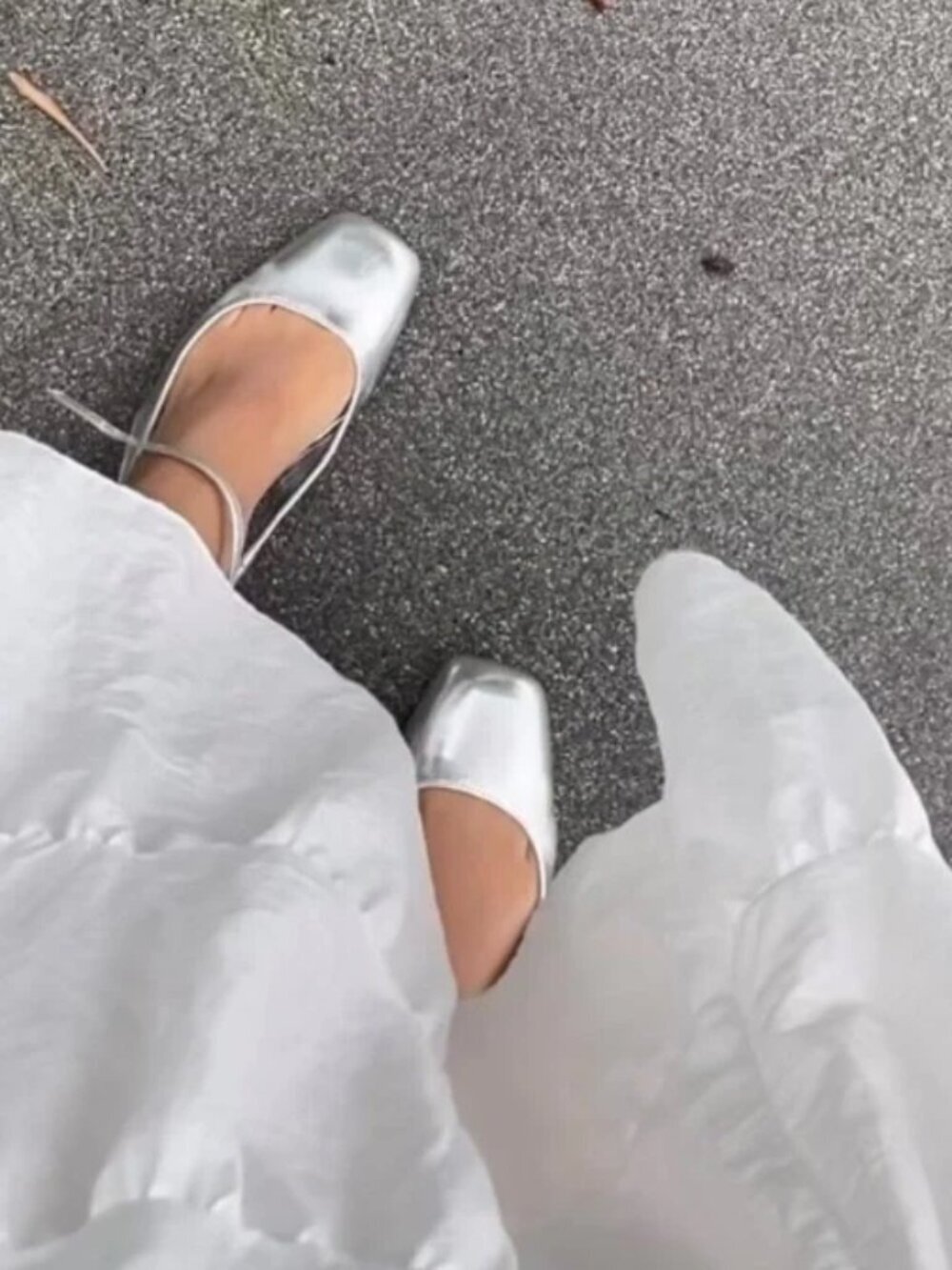 Zara Block Heel Ballerina Square Toe Slingback Heels Silver Size 40/9-9.5 - Picture 5 of 16